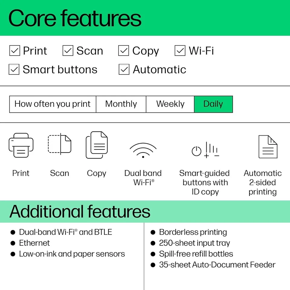 HP Smart Tank 7307 All in One Colour Printer Wireless 2-Sided Print Scan Copy - Image 4 of 4