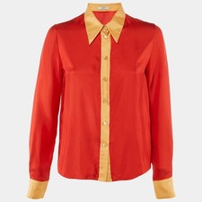 Prada Red Silk Full Sleeves Shirt M