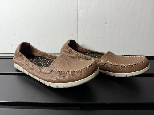 SAS Sunny Leather Loafer Moccasin EMAX Tripads Comfort Tan Shoe Womens 12 - Picture 1 of 7
