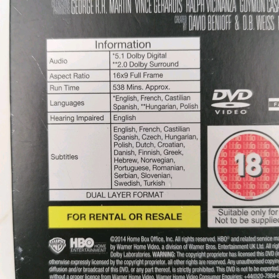 Game of Thrones The Complete First Season 1 DVD Box Set (2014) Region 2 - Image 3 of 4