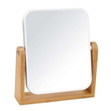 Vanity Makeup Mirror with Natural Bamboo Stand, Double Sided 360 Degree