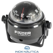 Bussola Finder 2" nera con Staffa e Illuminazione Led Nautica Barca Gommone