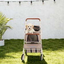 Pet Stroller With Removable Carrier, Foldable Pet Carrier, Double-tier Pet Cart
