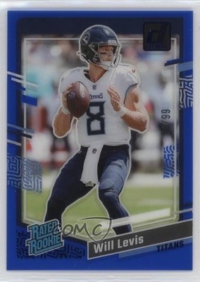 2023 Panini Clearly Donruss Rated Blue 50/99 Will Levis #94 Rookie RC h3a