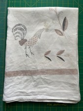 Vintage Linen Tablecloth  Rooster Motif
