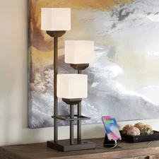 Farmhouse Tree Table Lamp 29 1/2" Tall with USB Port Bronze 3-Light Living Room