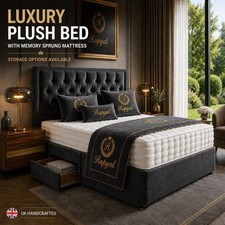 LUXURY DIVAN BED SET WITH MEMORY MATTRESS  STORAGE ALLSIZES FAST UK DELIVERY