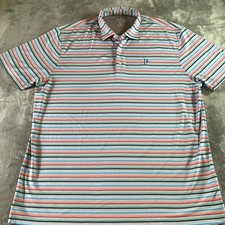 johnnie-O Polo Shirt Mens XL Multicolor Stripe Performance Stretch Golf Casual