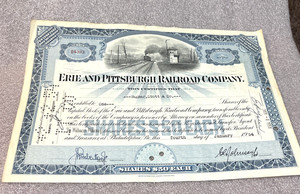 1954 ERIE AND PITTSBURGH RAILROAD COMPANY STOCK CERTIFICATE
