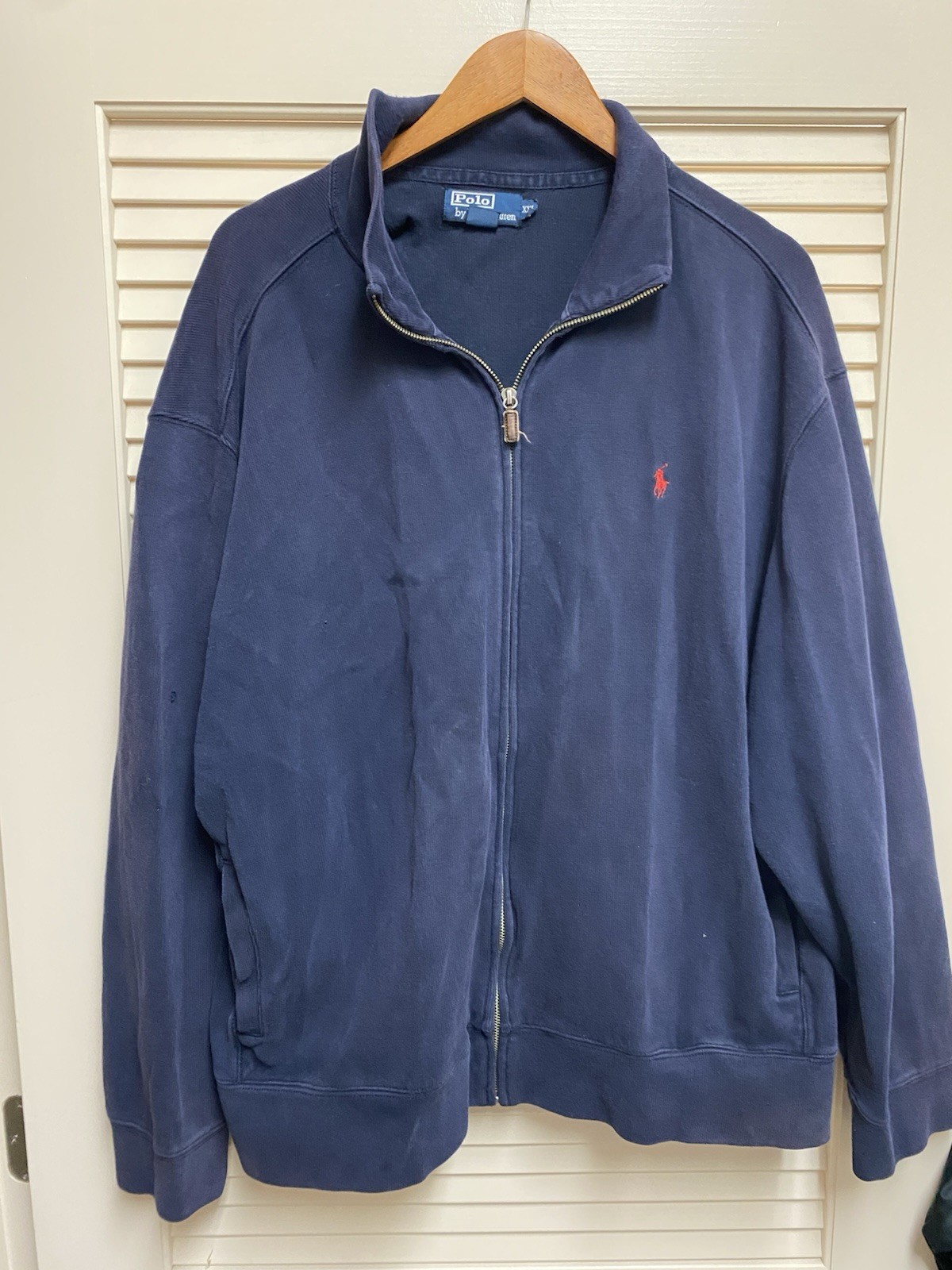 Polo Ralph Lauren XXL blu navy full zip felpa giacca piccolo pony USA VINTAGE