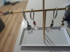 Handcrafted Beaded Keychain Set with Crystal Charms