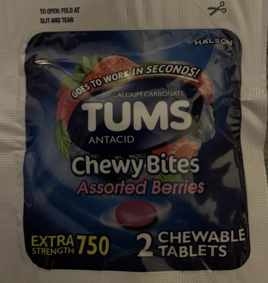 Tums Masticable Extra Fuerza 2 Tabletas Viaje/Minorista Blister Paquete Estuche a Granel de 100 Foto 3 de 4