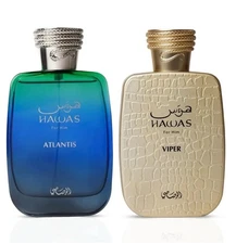 Hawas Atlantis & Hawas Viper Eau de Parfum Sprays 100ml 3.4 oz by Rasasi