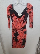 Nicole Miller Artelier Collection Womens Black  Coral Bodycon Dress Size Med