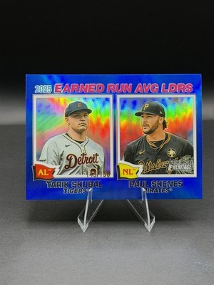 2026 Topps Heritage ERA Leaders Skubal Skenes Blue Refractor /150 Tigers Pirates