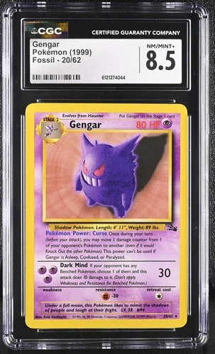 CGC 8.5 Gengar 1999 Fossil 20/62 Pokemon Card