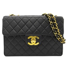 CHANEL CC Jumbo 31 Matelasse Chain Shoulder Bag Leather Black GHW France M973