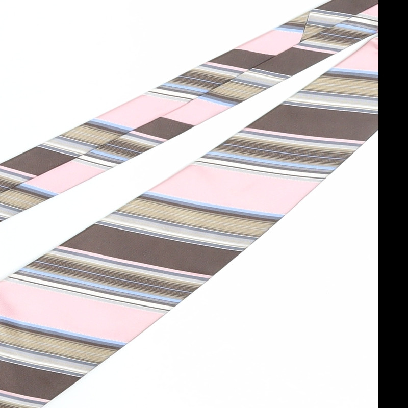 Thomas Nash Men’s Striped Silk Tie - Pink/Brown image 6