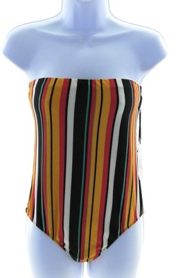 Ellie & Kate Juniors Strapless Multi Color Stripe Bodysuit Size Large