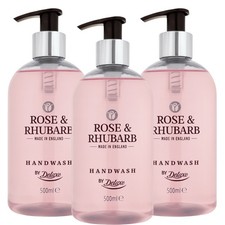 3 x Rose & Rhubarb Fragranced Hand Wash 500ml By Deluxe 9.99 per litre