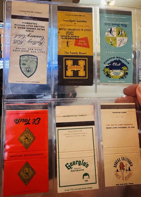 30-Strike Matchbook 6-pack California Country Clubs & Restaurants