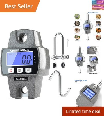 300kg / 660lb Portable Digital Crane Scale with Hooks, High Accuracy Game Sca...