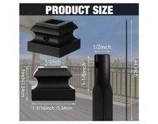 20 Pack Wrought Iron Balusters W Shoes 1/2  Square Satin Black