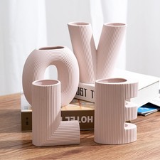 Love Sign Set of 4 Ceramic Small Flower Vases,Trendy Home Décor;Centerpiece