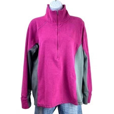 Columbia Zip 1/2 Fleece Jacket Fuchsia Gray XL