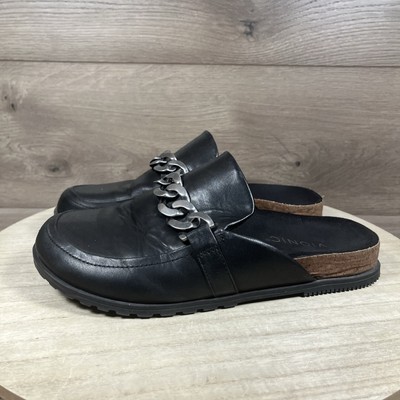 Vionic Georgie Black Leather Slip On Mules Shoes Comfort Clogs Womens Size 7.5