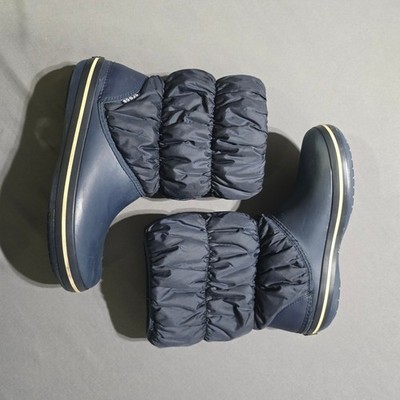 Crocs Winter Puff Boots Women Size 11 Navy Blue Quilted Puffer 14614
