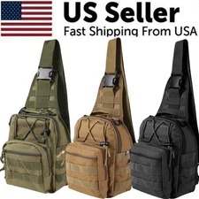 Men Tactical Bag Sling Chest Shoulder Molle Backpack Outdoor Hiking Travel Bag