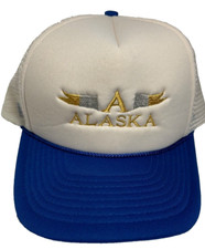 Vintage Alaska Blue and White Adjustable Hat 