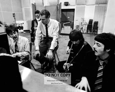 THE BEATLES IN STUDIO WITH PRODUCER GEORGE MARTIN - 8X10 PHOTO (ZZ-027)