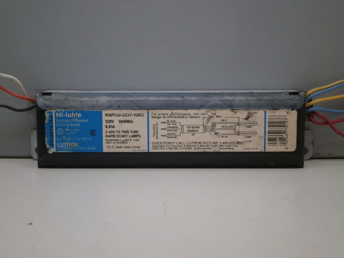 Lutron RSPCU 2227 120 2 Fluorescent Dimmable Dimming Ballast 2 40W T5 FT40DL