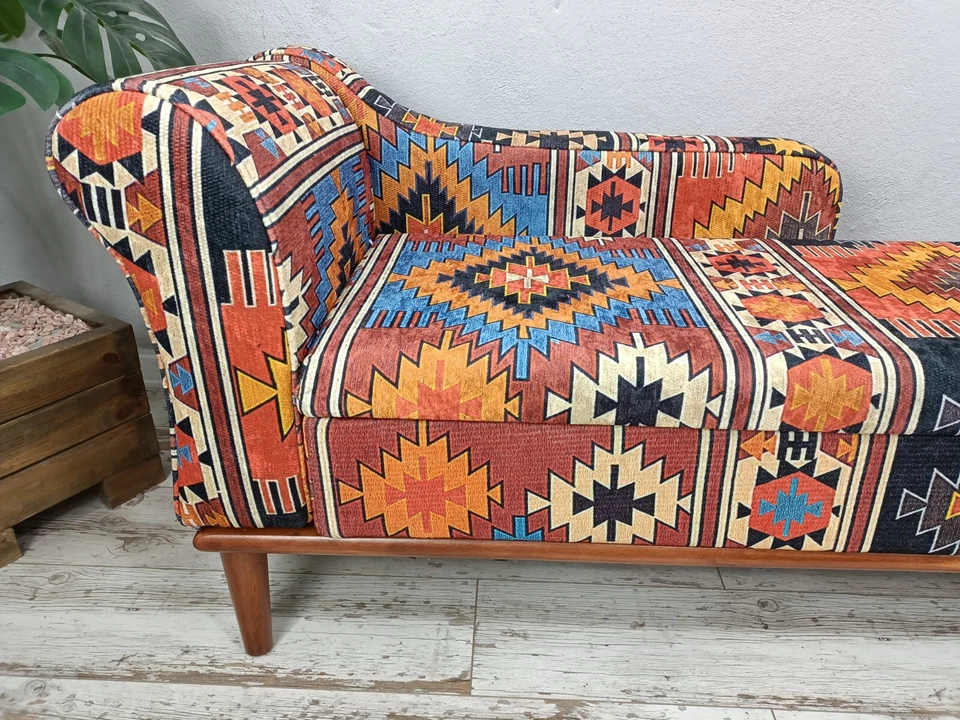 Upholstered chaise lounge, Living room sofa, Aztec chair, Lounging chair, - Image 4 of 4