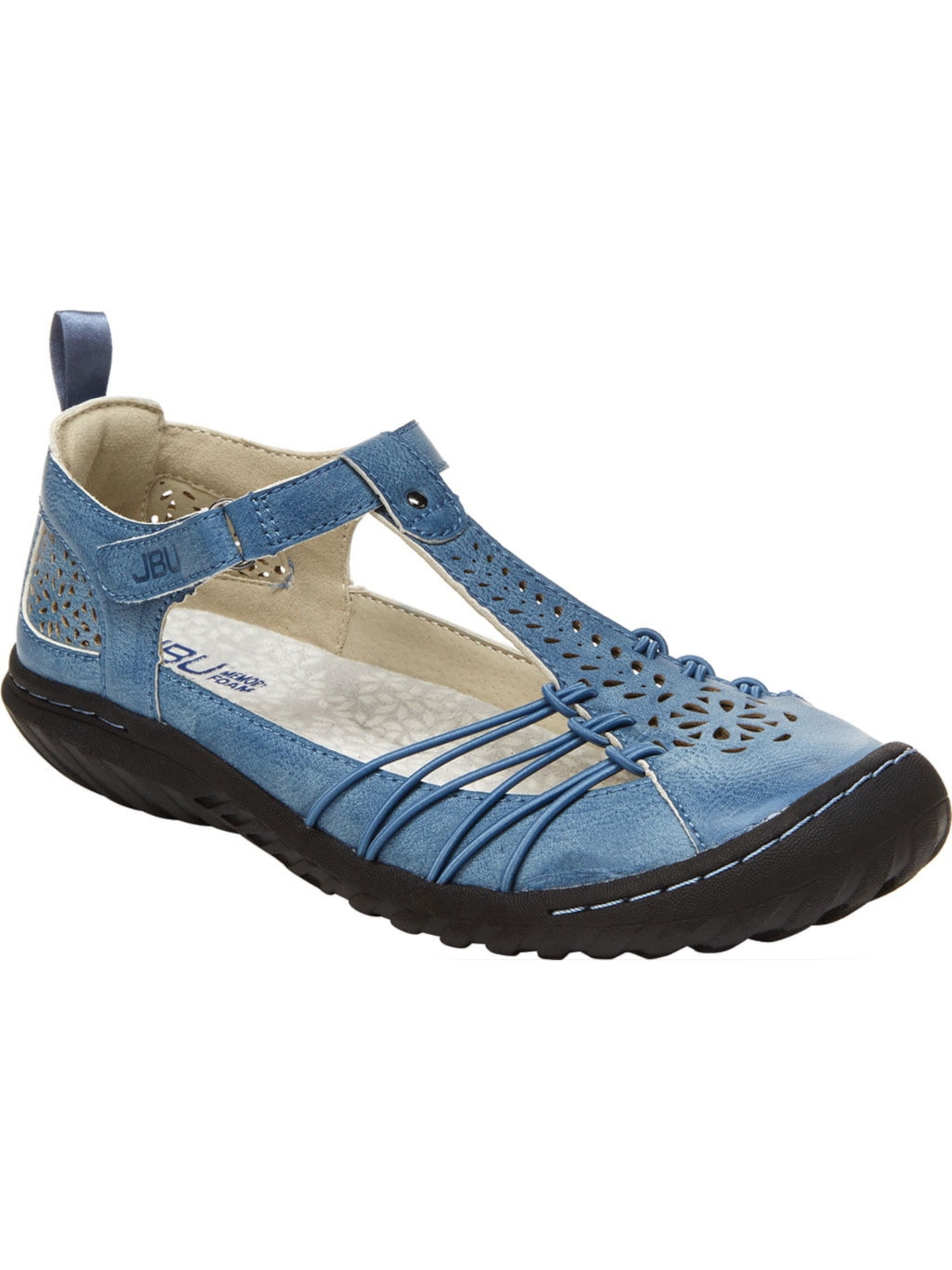 JBU BY JAMBU Womens Blue Mary Jane Bungee Sahara Toe Wedge Sneakers