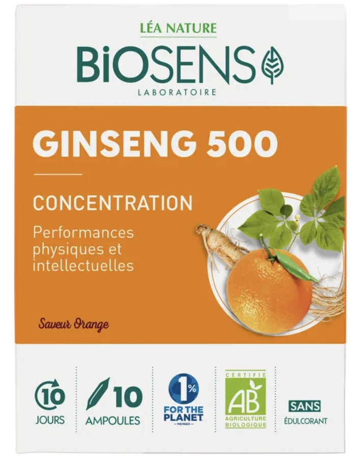 Biosens Ampoules Ginseng 500 BIO contre la fatigue passagère et le manque de tonus