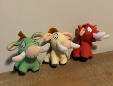 Lot 3 Neopets McDonalds Moehog Plush Stuffed Animals Yellow Green Red