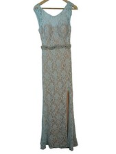 Way-In Clothing Co Light Baby Blue Prom Evening Lace Beaded Lined Dress Size 9