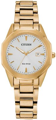 Citizen Eco-Drive Corso EW2582-59A Gold Tone Silver Dial Womens Dress Watch