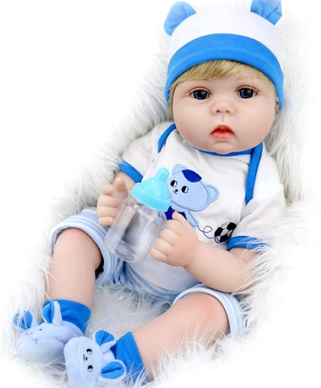 Aori Reborn Baby Dolls Boy - 22 inch Lifelike Weighted Newborn Doll with  Feeding Toy Accessories Set