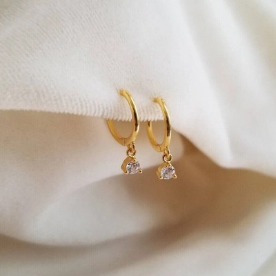 0.50Ct Round Cut Lab-Created Diamond Tiny Dangle Earring 14k Yellow Gold Plated