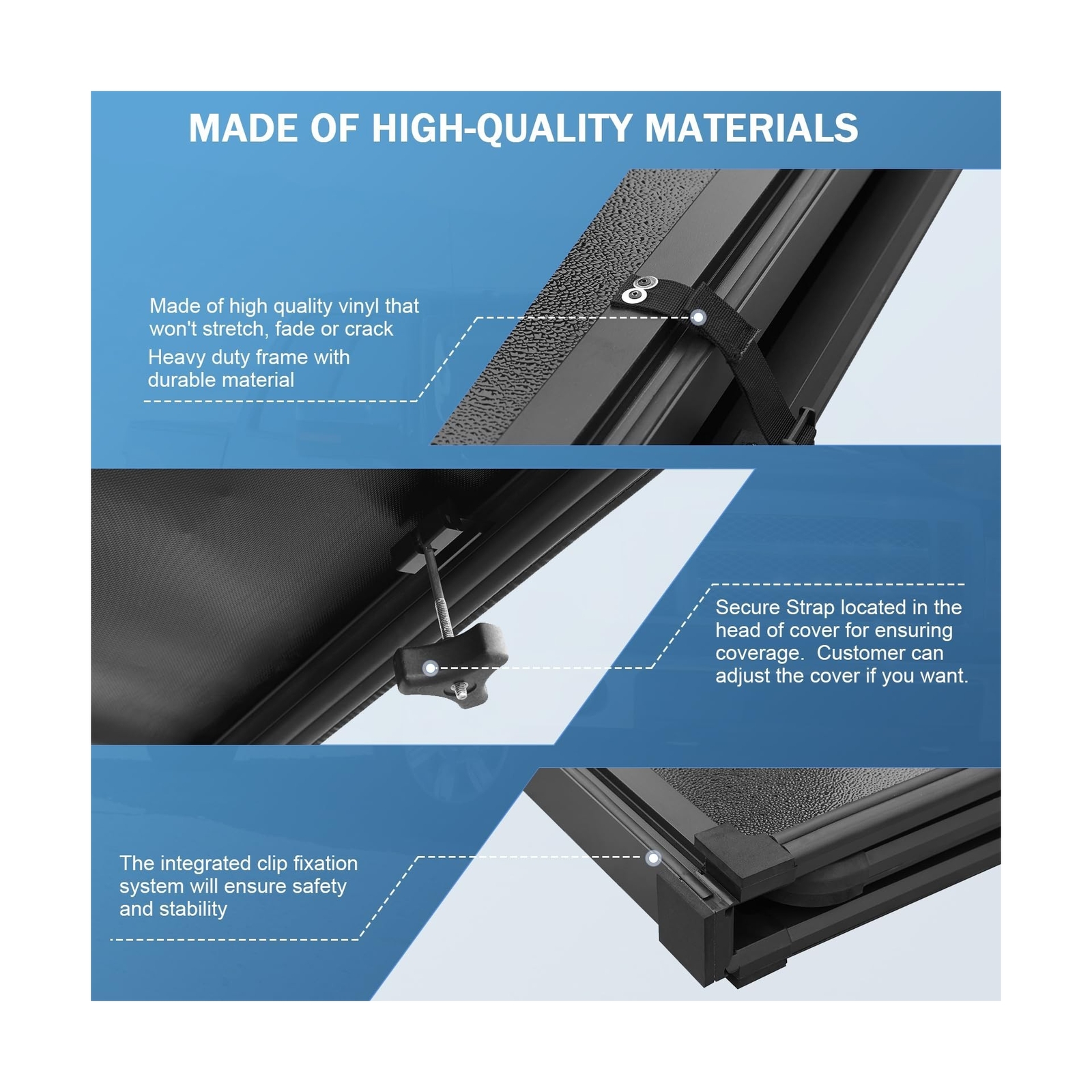 Hard TriFold Truck Bed Tonneau Cover Compatible with 20192023 Ford