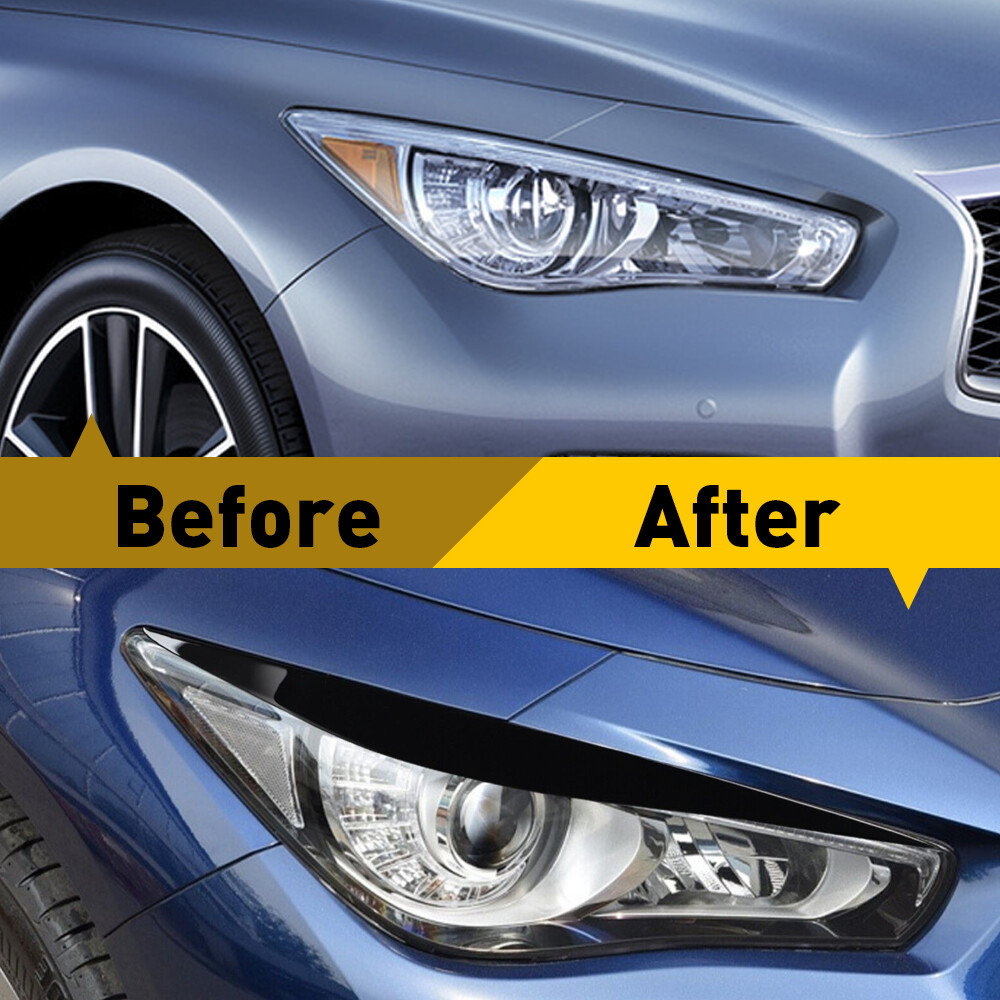 Headlight Eyelid Eyebrows Eye Lid Brow Gloss Black For Infiniti Q50 20142021 US eBay