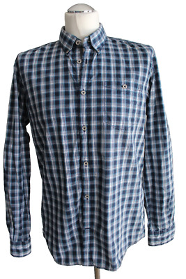Tom Tailor Regular Fit Langarm Hemd Gr. M Blau-Weiß