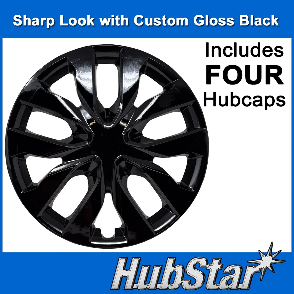 NEW Hubcap Set for Nissan Rogue 2014-2020 - Black Premium Replica 17-inch 53094 - Image 2 of 4