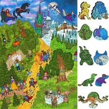 Wooden Jigsaw Puzzle for Adults by FoxSmartBox - 500 Pieces - Fairy Tale Trail