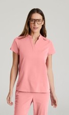 GREYS ANANTOMY STRETCH WOMEN SCRUB TOP IN BRIGHT PAPAYA ALL SIZES, GRST230, NWT