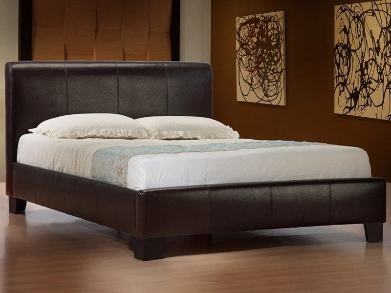 MODERN DESIGNER 4FT6 DOUBLE & 5FT KING SIZE LEATHER BED BLACK BROWN WHITE CHEAP